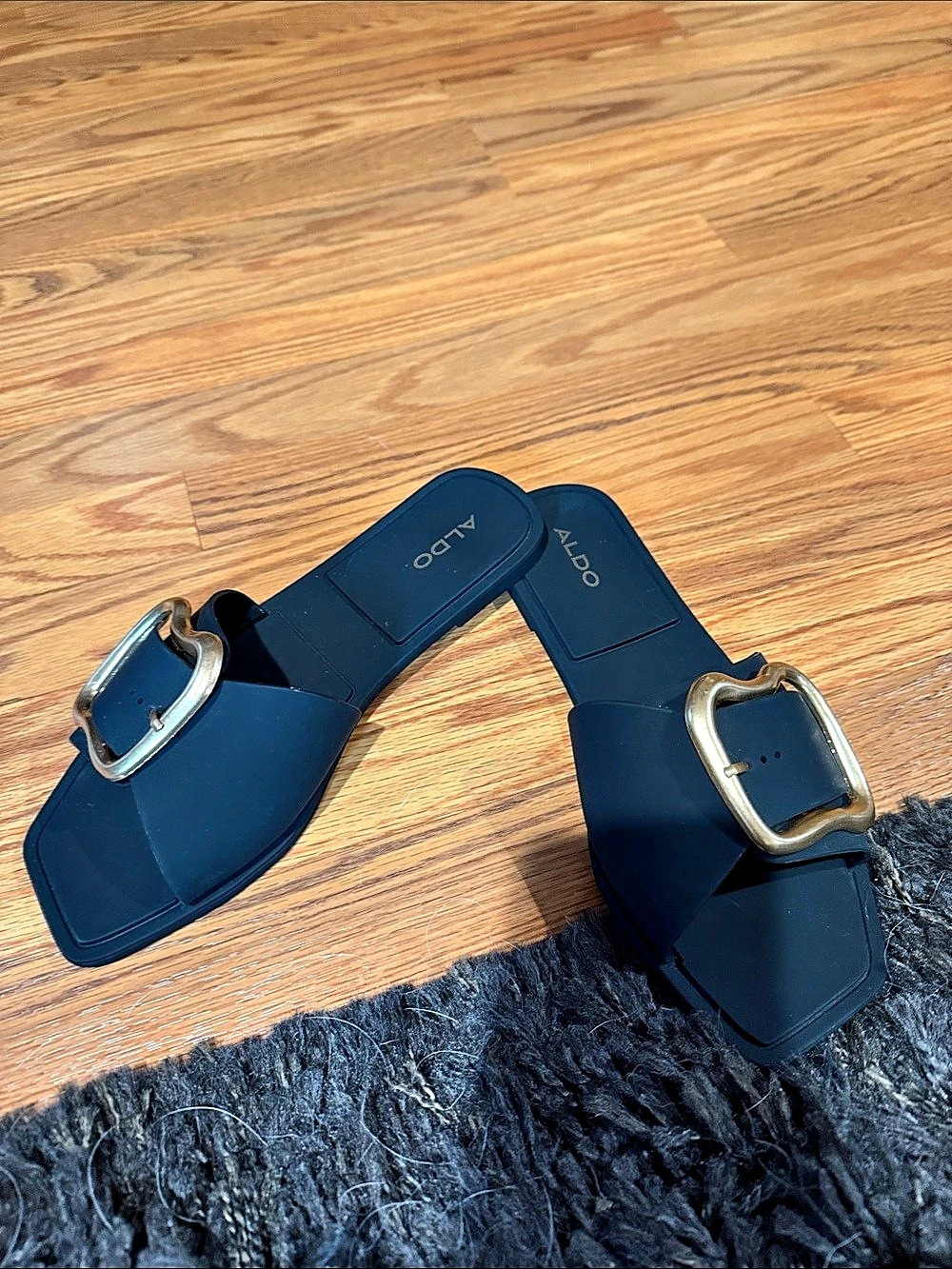 ALDO Zoea Jelly Sandal Buckle Slides Blue US 8